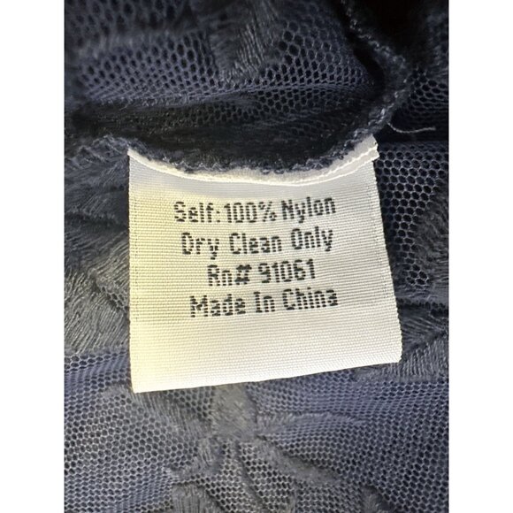 Love and Liberty Navy Blue Sheer Floral Embroidered Blouse Size L - Picture 10 of 10